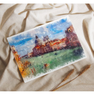 Cartes Pour Fêtes Annuelles Venise Italie aquarelleVoyage Art