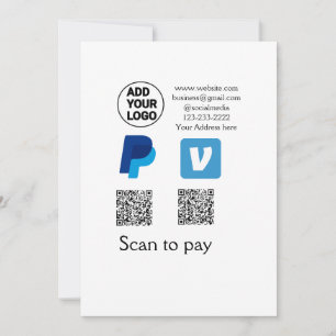 Cartes Pour Fêtes Annuelles Venmo paypal scan pour payer ajouter q r code logo
