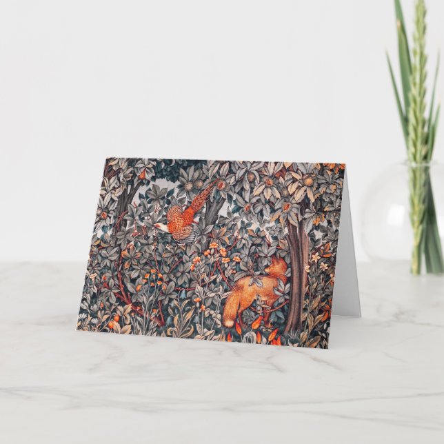 Cartes Pour Fêtes Annuelles VERDURE, ANIMAUX FORESTIERS Pheasant, Renard rouge (Devant)