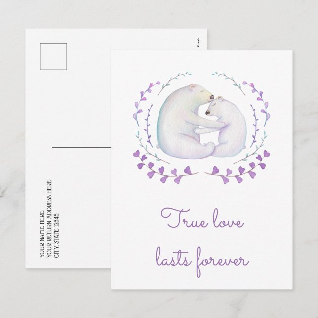 Cartes Pour Fêtes Annuelles Véritable Amour Dure Pour Toujours Ours Polaire Va (Devant / Derrière)