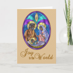 Cartes Pour Fêtes Annuelles Verre de la Nativité, peau foncée, Noël