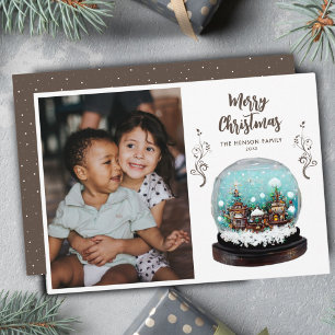 Cartes Pour Fêtes Annuelles Verre Snowball Village d'hiver Photo Noël