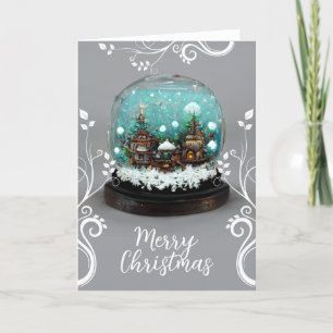 Cartes Pour Fêtes Annuelles Verre Snowball Village d'hiver Snowflics Noël