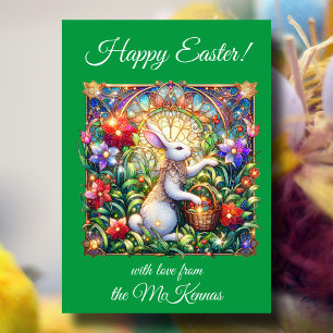 Cartes Pour Fêtes Annuelles Verre tourbé de lapin vert de Pâques