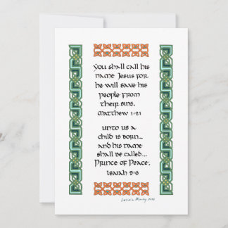 Cartes Pour Fêtes Annuelles Versets de la Bible chrétienne Calligraphie noeud 