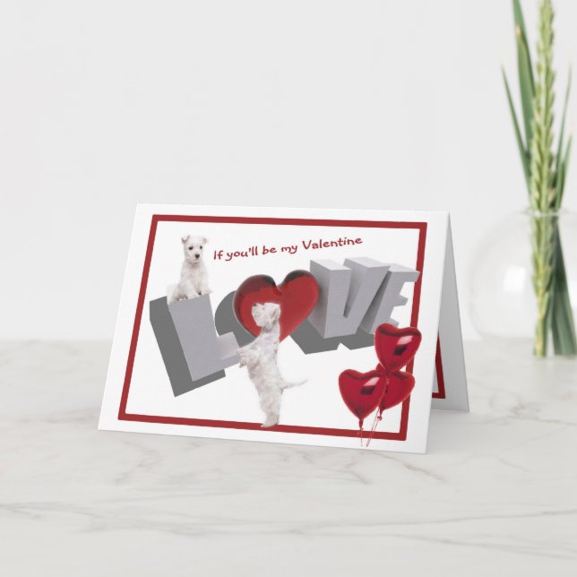Cartes Pour Fêtes Annuelles Version de Saint-Valentin d'amour de chiot de (Devant)