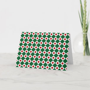Cartes Pour Fêtes Annuelles Vert, Blanc, Diamant Rouge Motif
