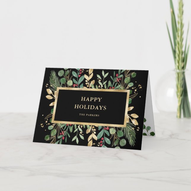 Cartes Pour Fêtes Annuelles Vert doré Noir | Noël (Devant)