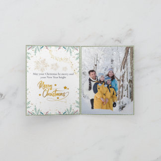 Cartes Pour Fêtes Annuelles Vert Gingham à carreaux personnalisé avec photo po