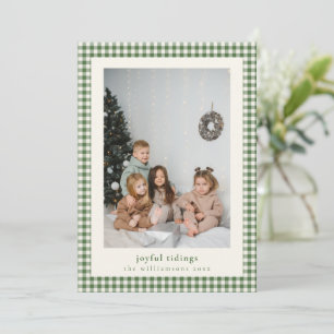 Cartes Pour Fêtes Annuelles Vert Gingham Carreaux Joyeux Noël Photo