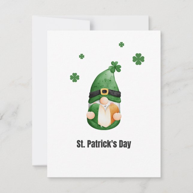 Cartes Pour Fêtes Annuelles Vert Gnome Illustré Saint-Patrick (Devant)