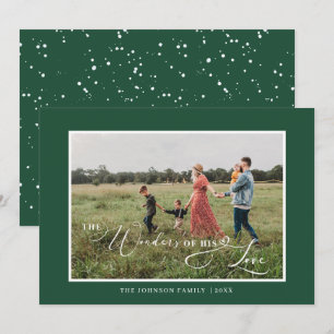 Cartes Pour Fêtes Annuelles Vert Les Merveilles de Son Amour Photo Script
