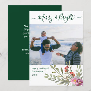 Cartes Pour Fêtes Annuelles Vert moderne Élégant Script Aquarelle Floral