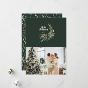 Cartes Pour Fêtes Annuelles Vert moderne élégante aquarelle botanique rustique