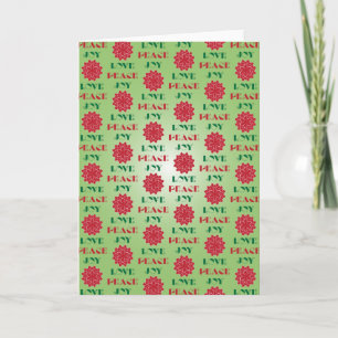 Cartes Pour Fêtes Annuelles Vert moderne et rouge Amour, Paix, Joie citation
