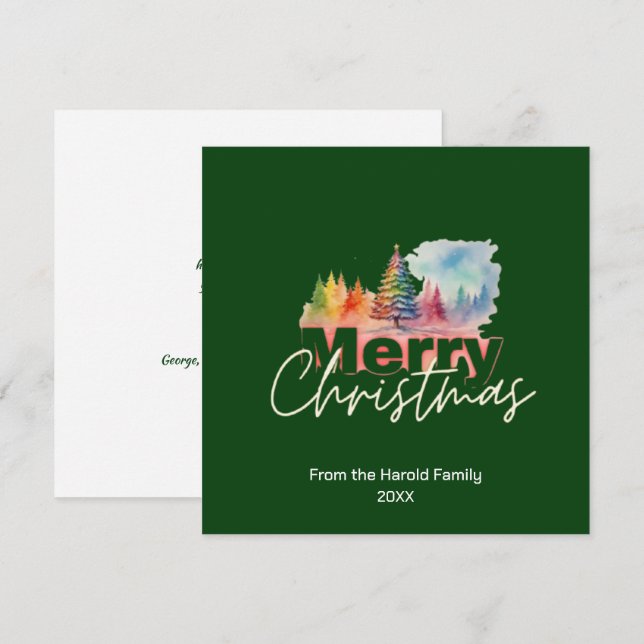 Cartes Pour Fêtes Annuelles Vert Noël hiver Wonderland (Devant / Derrière)
