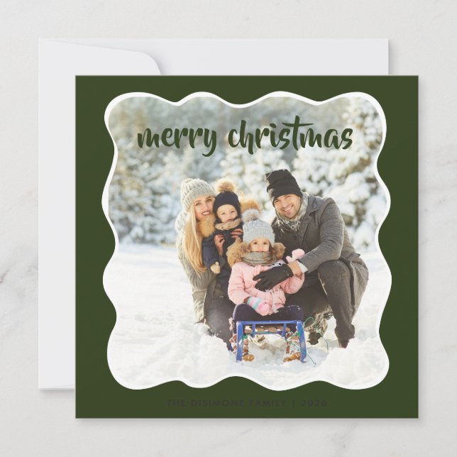 Cartes Pour Fêtes Annuelles Vert photo moderne (Devant)