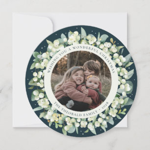 Cartes Pour Fêtes Annuelles Vert Rond/Carré Symphorine+Eucalyptus Photo