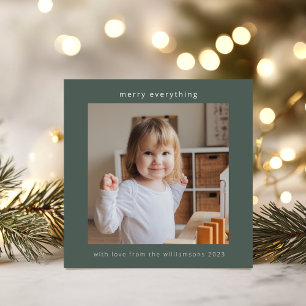 Cartes Pour Fêtes Annuelles Vert sauge Moderne Joyeux Tout 2 Photo Carré
