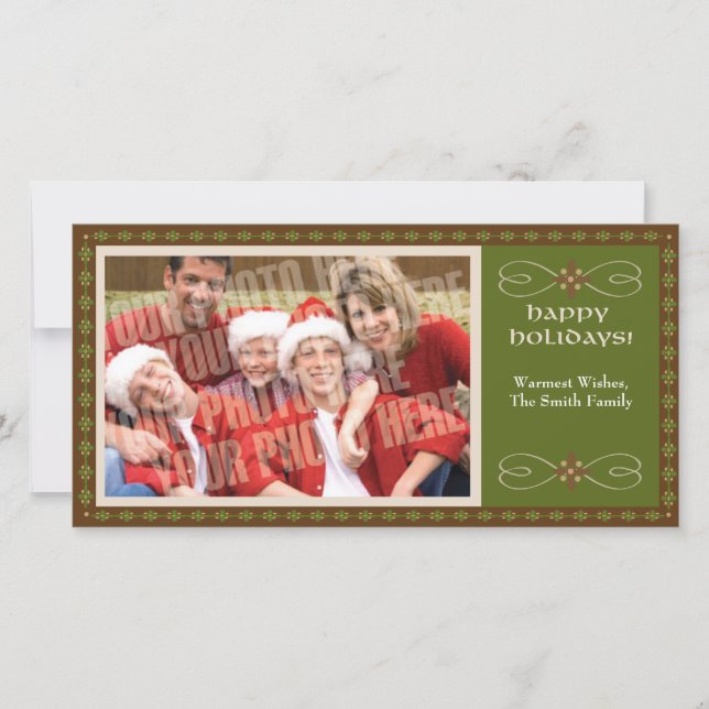 Cartes Pour Fêtes Annuelles Vert terreux avec la photo simple (Devant)