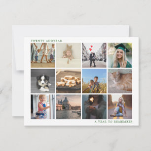 Cartes Pour Fêtes Annuelles Vert une année se souvenir photo moderne Noël
