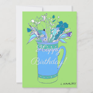Cartes Pour Fêtes Annuelles Vert V2 Coloré Joyeuses Fleurs d'Anniversaire Dans