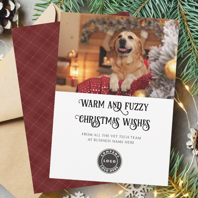 Cartes Pour Fêtes Annuelles Vet Tech Pet Photo Business (Christmas Vet Tech Warm and Fuzzy Business Logo Christmas)