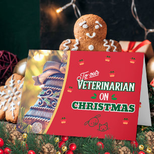 Cartes Pour Fêtes Annuelles Vétérinaire en Noël Paw Cat and Dog Holiday
