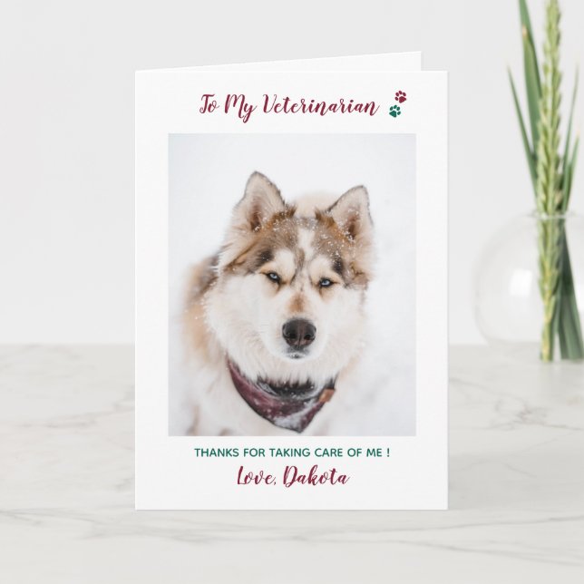 Cartes Pour Fêtes Annuelles Vétérinaire Personnalisé Soin des animaux de compa (Devant)