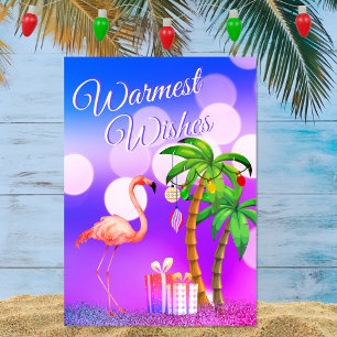 Cartes Pour Fêtes Annuelles Veux les plus chauds Flamant rose Plage tropicale 