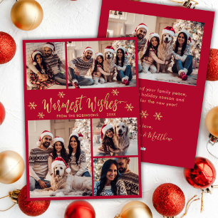 Cartes Pour Fêtes Annuelles Veux les plus chauds Red Gold Photo Collage Noël