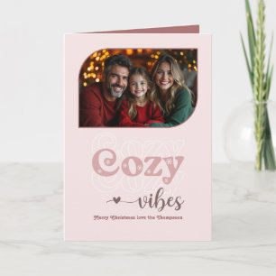 Cartes Pour Fêtes Annuelles Vibes Cosy Rose Froid Retro Photo de Noël