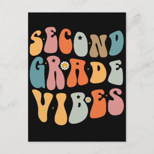Cartes Pour Fêtes Annuelles Vibes De Deuxième Année Retour À L'École Super