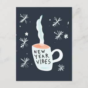 Cartes Pour Fêtes Annuelles Vibes de la nouvelle année fumant de la tasse