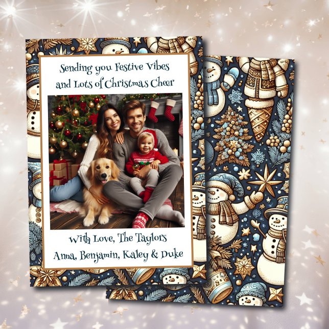 Cartes Pour Fêtes Annuelles Vibes festives et Noël Cheer Family Photo (Créateur téléchargé)
