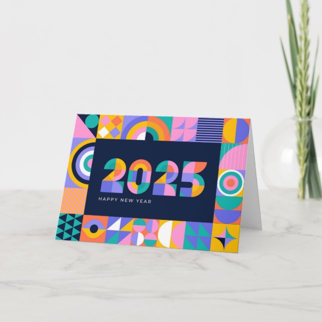 Cartes Pour Fêtes Annuelles Vibrant 2025 Nouvel An (Devant)