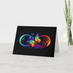 Cartes Pour Fêtes Annuelles Vibrant infinity with rainbow butterfly on black