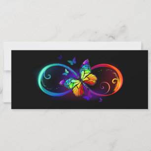 Cartes Pour Fêtes Annuelles Vibrant infinity with rainbow butterfly on black