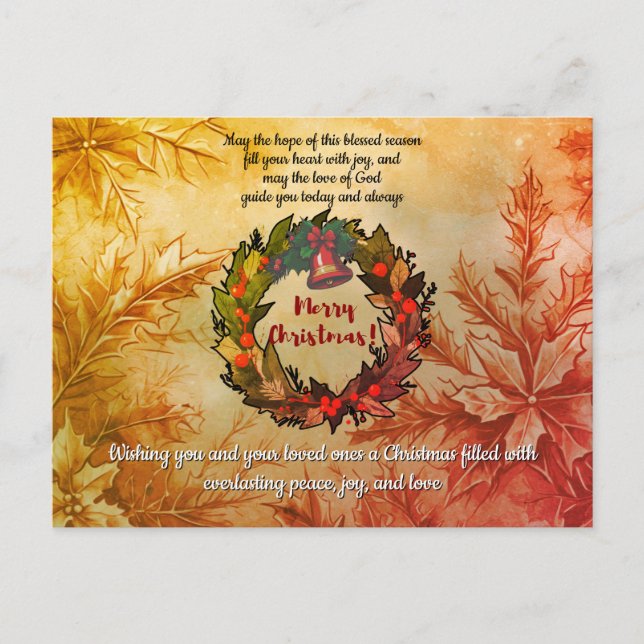Cartes Pour Fêtes Annuelles Vibrant Noël Espoir, joie et amour Bible Verse (Devant)