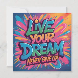 Cartes Pour Fêtes Annuelles Vibrant "Vivez Votre Rêve" Murale de Graffiti