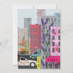 Cartes Pour Fêtes Annuelles Vibrations de la ville printanière Art urbain fl