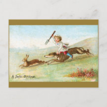 Victorian Boy Cook Chasing Rabbit