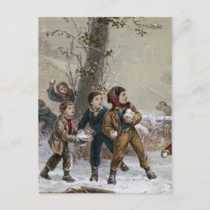 Cartes Pour Fêtes Annuelles Victorian Christmas Snowball Combat