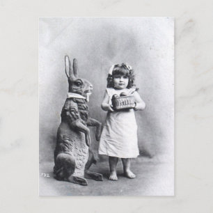 Cartes Pour Fêtes Annuelles Victorian Easter Bunny with Girl