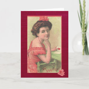 Cartes Pour Fêtes Annuelles Victorian Lady Will You be my Valentine Card