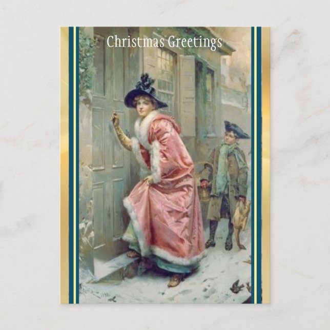 Cartes Pour Fêtes Annuelles Victorian Rose Robot Femme Visiteur Noël (Devant)