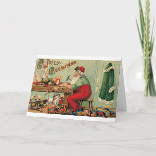 Cartes Pour Fêtes Annuelles Victorian Santa in His  Workshop Christmas Card