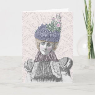 Cartes Pour Fêtes Annuelles Victorian Valentine - Femme Avec Casquette Lilac