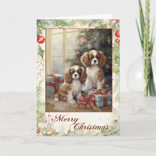 Cartes Pour Fêtes Annuelles Victorien Cavalier King Charles de Noël