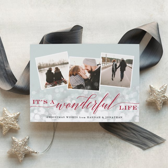 Cartes Pour Fêtes Annuelles Vie merveilleuse | Noël photo multiple (Créateur téléchargé)